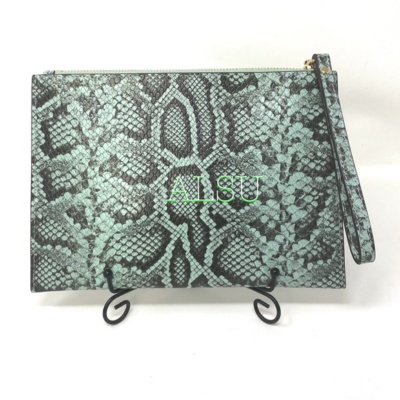 🎄 SANTA’S DEAL 🎄 Michael Kors Clutch ZIP XL Embossed Leather Jade 35S0GTVW4G - Picture 2 of 8